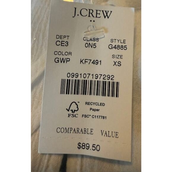 J.Crew BOHO Embroidered Loose Top Breathable Lightweight White Tassel W XS NWT - Picture 9 of 9